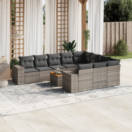 11-teiliges Gartensofa-Set und graue synthetische Rattankissen von , Gartensets - Ref: Foro24-3257957, Preis: 707,75 €, Rabat...