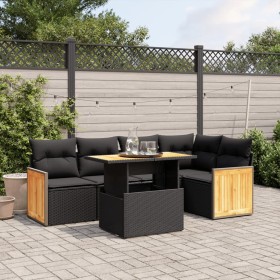 6-teiliges Gartensofa-Set und schwarze synthetische Rattankissen von , Gartensets - Ref: Foro24-3273946, Preis: 424,53 €, Rab...