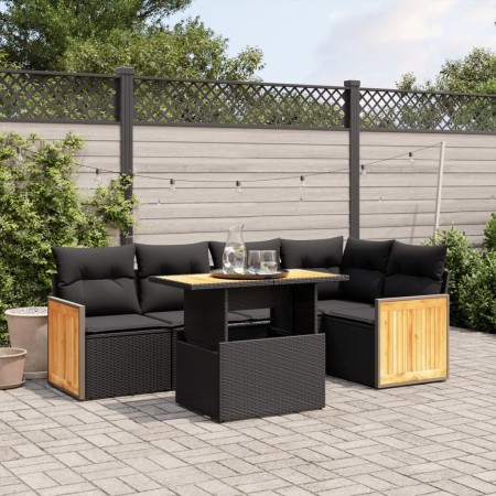 6-teiliges Gartensofa-Set und schwarze synthetische Rattankissen von , Gartensets - Ref: Foro24-3273946, Preis: 415,31 €, Rab...