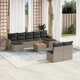 Set de sofás de jardín 10 pzas con cojines ratán sintético gris de , Conjuntos de jardín - Ref: Foro24-3256655, Precio: 598,9...