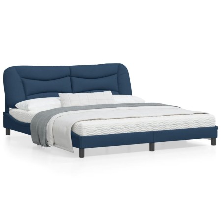 Bed frame with LED lights blue fabric 180x200 cm by , Beds and slatted bases - Ref: Foro24-3213724, Price: 247,87 €, Discount: %