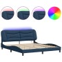 Bed frame with LED lights blue fabric 180x200 cm by , Beds and slatted bases - Ref: Foro24-3213724, Price: 247,87 €, Discount: %