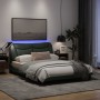 Bed frame with LED lights dark gray fabric 140x200 cm by , Beds and slatted bases - Ref: Foro24-3213705, Price: 215,76 €, Dis...