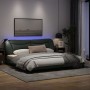 Bed frame with LED lights dark gray fabric 200x200 cm by , Beds and slatted bases - Ref: Foro24-3213726, Price: 265,86 €, Dis...