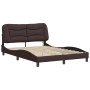 Estructura de cama con luces LED tela marrón oscuro 140x200 cm de , Camas y somieres - Ref: Foro24-3213707, Precio: 214,16 €,...