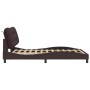 Bed frame with LED lights dark brown fabric 140x200 cm by , Beds and slatted bases - Ref: Foro24-3213707, Price: 214,16 €, Di...