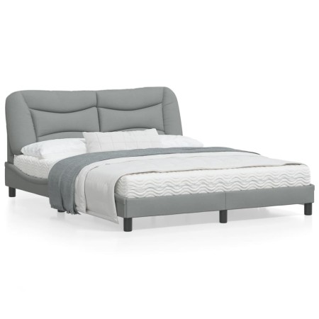 Estructura de cama con luces LED tela gris claro 160x200 cm de , Camas y somieres - Ref: Foro24-3213711, Precio: 221,99 €, De...