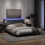 Bed frame with LED lights light gray fabric 160x200 cm by , Beds and slatted bases - Ref: Foro24-3213711, Price: 223,32 €, Di...