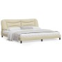 Bed frame with LED lights cream fabric 200x200 cm by , Beds and slatted bases - Ref: Foro24-3213730, Price: 260,08 €, Discoun...