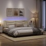 Bed frame with LED lights cream fabric 200x200 cm by , Beds and slatted bases - Ref: Foro24-3213730, Price: 260,08 €, Discoun...