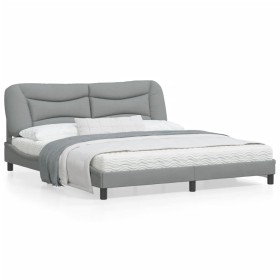 Estructura de cama con luces LED tela gris claro 180x200 cm de , Camas y somieres - Ref: Foro24-3213718, Precio: 229,99 €, De...