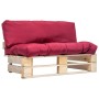 Garden sofa made of pallets with red cushions and pine wood. by , Outdoor sofas - Ref: Foro24-277478, Price: 106,82 €, Discou...