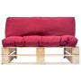 Garden sofa made of pallets with red cushions and pine wood. by , Outdoor sofas - Ref: Foro24-277478, Price: 106,82 €, Discou...