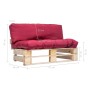 Garden sofa made of pallets with red cushions and pine wood. by , Outdoor sofas - Ref: Foro24-277478, Price: 106,82 €, Discou...