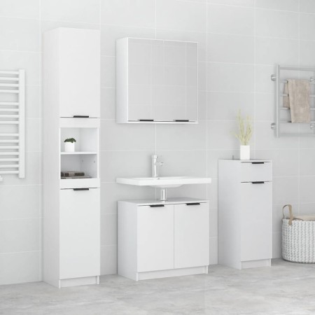 Bathroom furniture set 4 pieces glossy white plywood by , Bathroom furniture - Ref: Foro24-3115888, Price: 290,52 €, Discount: %