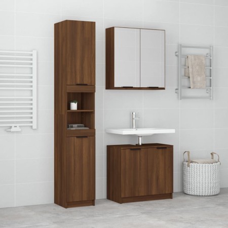 Bathroom furniture set 3 pieces brown oak plywood by , Bathroom furniture - Ref: Foro24-3115883, Price: 214,99 €, Discount: %