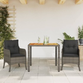 Set comedor de jardín 3 piezas con cojines ratán sintético gris de , Conjuntos de jardín - Ref: Foro24-3211872, Precio: 297,0...