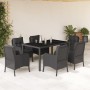 7-teiliges Garten-Esszimmerset und Kissen synthetisches Rattan schwarz von , Gartensets - Ref: Foro24-3211851, Preis: 717,55 ...