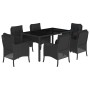 Set de comedor de jardín 7 pzas y cojines ratán sintético negro de , Conjuntos de jardín - Ref: Foro24-3211851, Precio: 716,7...