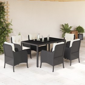 7-teiliges Garten-Esszimmerset und Kissen synthetisches Rattan schwarz von , Gartensets - Ref: Foro24-3211845, Preis: 701,23 ...