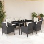 Set de comedor de jardín 7 pzas y cojines ratán sintético negro de , Conjuntos de jardín - Ref: Foro24-3211845, Precio: 701,2...