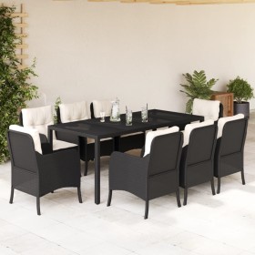 9-teiliges Garten-Esszimmerset und Kissen synthetisches Rattan schwarz von , Gartensets - Ref: Foro24-3211847, Preis: 906,56 ...