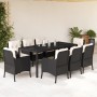 9-teiliges Garten-Esszimmerset und Kissen synthetisches Rattan schwarz von , Gartensets - Ref: Foro24-3211847, Preis: 923,31 ...