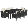 Set de comedor de jardín 9 pzas y cojines ratán sintético negro de , Conjuntos de jardín - Ref: Foro24-3211847, Precio: 923,3...