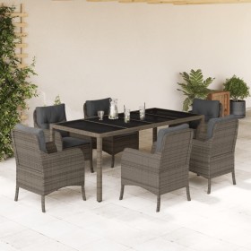 Garden dining set 7 pieces and gray synthetic rattan cushions by , Garden sets - Ref: Foro24-3211858, Price: 785,94 €, Discou...