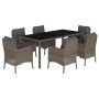 Set comedor jardín 7 pzas y cojines ratán sintético gris de , Conjuntos de jardín - Ref: Foro24-3211858, Precio: 779,99 €, De...