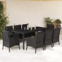 Set de comedor de jardín 9 pzas y cojines ratán sintético negro de , Conjuntos de jardín - Ref: Foro24-3211853, Precio: 945,0...