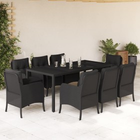 9-teiliges Garten-Esszimmerset und Kissen synthetisches Rattan schwarz von , Gartensets - Ref: Foro24-3211853, Preis: 945,08 ...