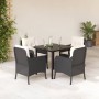 Set de muebles jardín 5 pzas con cojines ratán sintético negro de , Conjuntos de jardín - Ref: Foro24-3211914, Precio: 412,37...