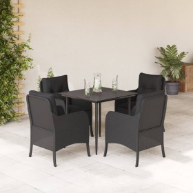 5-teiliges Gartenmöbel-Set mit Kissen synthetisches Rattan schwarz von , Gartensets - Ref: Foro24-3211921, Preis: 451,99 €, R...