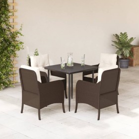 5-teiliges Garten-Esszimmerset und Kissen Kunstrattan braun von , Gartensets - Ref: Foro24-3211935, Preis: 467,19 €, Rabatt: %