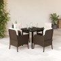 5-piece garden dining set with brown synthetic rattan cushions by , Garden sets - Ref: Foro24-3211942, Price: 446,65 €, Disco...