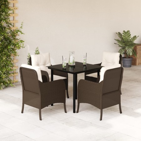 Set comedor de jardín 5 piezas y cojines ratán sintético marrón de , Conjuntos de jardín - Ref: Foro24-3211942, Precio: 446,6...