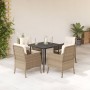 5-piece garden dining set with beige synthetic rattan cushions by , Garden sets - Ref: Foro24-3211963, Price: 521,26 €, Disco...