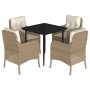 Set comedor de jardín 5 pzas con cojines ratán sintético beige de , Conjuntos de jardín - Ref: Foro24-3211963, Precio: 522,99...