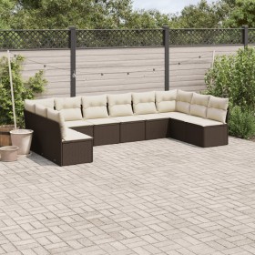 Garden sofa set 10 pieces and brown synthetic rattan cushions by , Garden sets - Ref: Foro24-3249932, Price: 574,99 €, Discou...