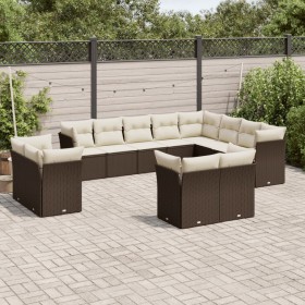 Set of garden sofas and cushions 12 pieces synthetic brown rattan by , Garden sets - Ref: Foro24-3250372, Price: 884,67 €, Di...