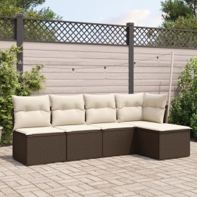 5-teiliges Garten-Esszimmerset und Kissen Kunstrattan braun von , Gartensets - Ref: Foro24-3217523, Preis: 317,72 €, Rabatt: %