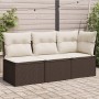 Garden sofa with cushions, 3 seats, synthetic brown rattan by , Outdoor sofas - Ref: Foro24-366218, Price: 203,91 €, Discount: %