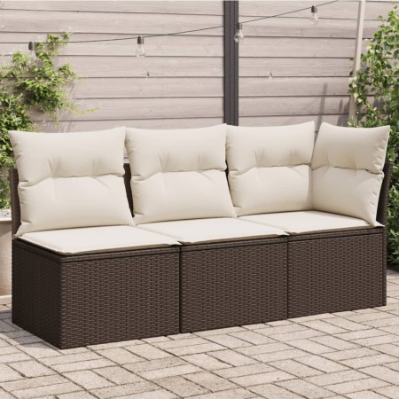 Gartensofa mit Kissen 3 Sitzer synthetisches Rattan braun von , Outdoor-Sofas - Ref: Foro24-366218, Preis: 203,91 €, Rabatt: %