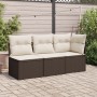 Garden sofa with cushions, 3 seats, synthetic brown rattan by , Outdoor sofas - Ref: Foro24-366218, Price: 203,91 €, Discount: %