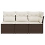 Garden sofa with cushions, 3 seats, synthetic brown rattan by , Outdoor sofas - Ref: Foro24-366218, Price: 203,91 €, Discount: %