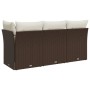 Garden sofa with cushions, 3 seats, synthetic brown rattan by , Outdoor sofas - Ref: Foro24-366218, Price: 203,91 €, Discount: %