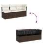 Garden sofa with cushions, 3 seats, synthetic brown rattan by , Outdoor sofas - Ref: Foro24-366218, Price: 203,91 €, Discount: %