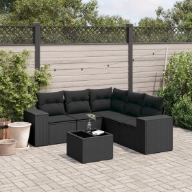 Set aus 6-teiligen Gartensofas und Kissen Kunstrattan schwarz von , Gartensets - Ref: Foro24-3254892, Preis: 461,72 €, Rabatt: %