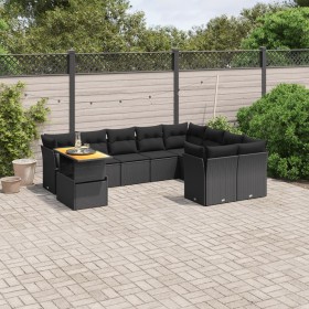 Set de sofás de jardín 10 pzas cojines ratán sintético negro de , Conjuntos de jardín - Ref: Foro24-3271013, Precio: 647,29 €...